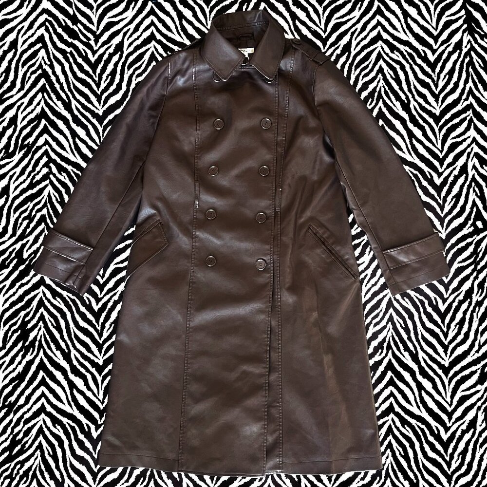 ★ Max Studio Brown Faux Leather Trench Coat ★